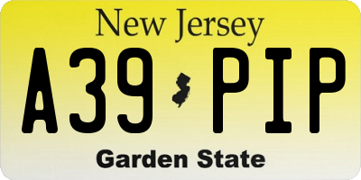 NJ license plate A39PIP