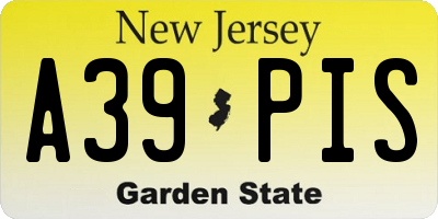 NJ license plate A39PIS