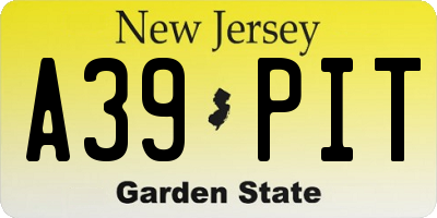 NJ license plate A39PIT