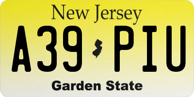 NJ license plate A39PIU