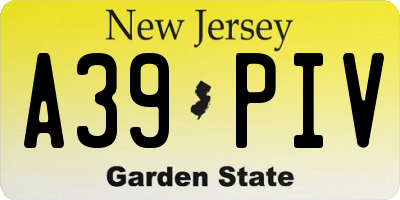 NJ license plate A39PIV