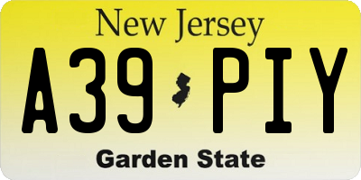 NJ license plate A39PIY