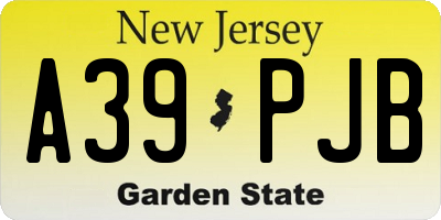 NJ license plate A39PJB