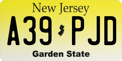 NJ license plate A39PJD