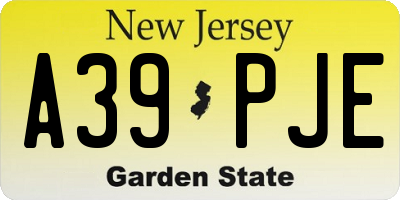 NJ license plate A39PJE