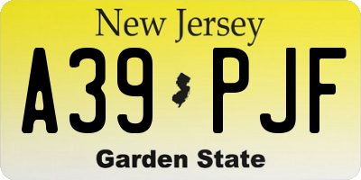 NJ license plate A39PJF