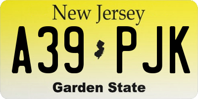 NJ license plate A39PJK