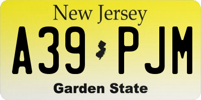 NJ license plate A39PJM