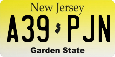 NJ license plate A39PJN