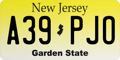 NJ license plate A39PJO