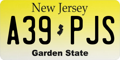 NJ license plate A39PJS