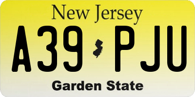 NJ license plate A39PJU