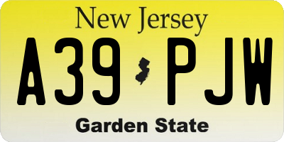 NJ license plate A39PJW