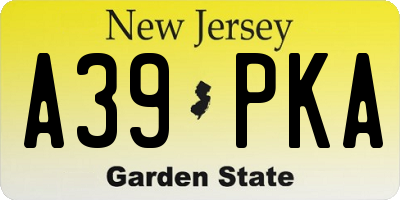 NJ license plate A39PKA