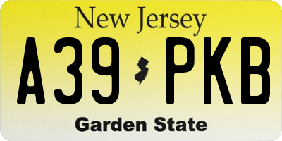 NJ license plate A39PKB