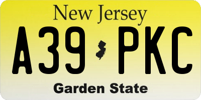 NJ license plate A39PKC