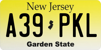 NJ license plate A39PKL