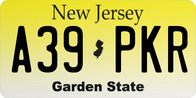 NJ license plate A39PKR
