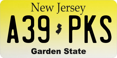 NJ license plate A39PKS