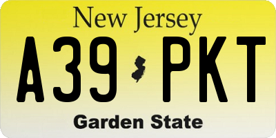 NJ license plate A39PKT