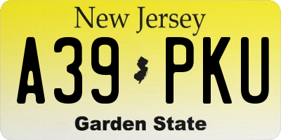 NJ license plate A39PKU
