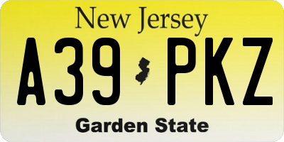 NJ license plate A39PKZ