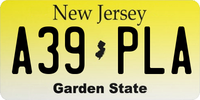 NJ license plate A39PLA