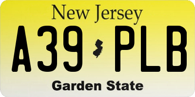 NJ license plate A39PLB