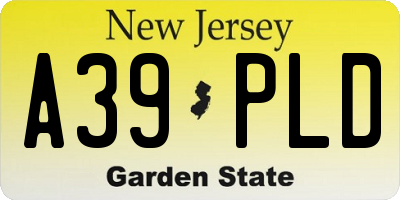 NJ license plate A39PLD