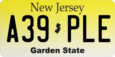 NJ license plate A39PLE