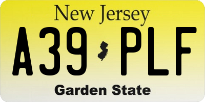 NJ license plate A39PLF