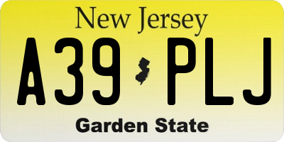 NJ license plate A39PLJ