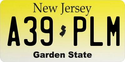 NJ license plate A39PLM