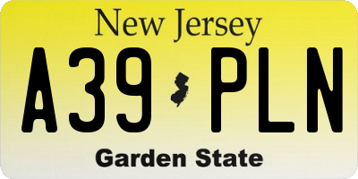 NJ license plate A39PLN