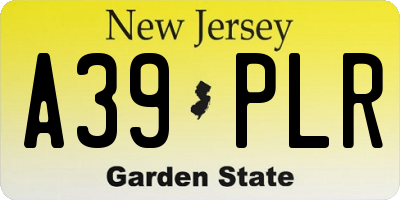 NJ license plate A39PLR