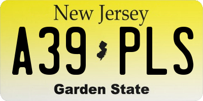 NJ license plate A39PLS