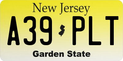 NJ license plate A39PLT