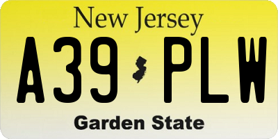 NJ license plate A39PLW