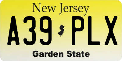 NJ license plate A39PLX