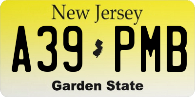 NJ license plate A39PMB