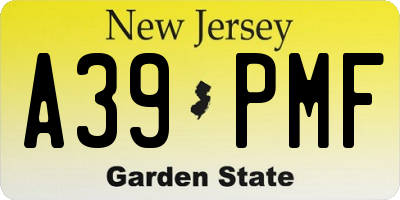 NJ license plate A39PMF