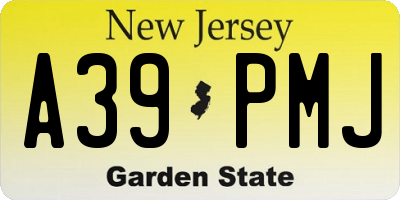 NJ license plate A39PMJ