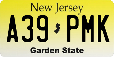 NJ license plate A39PMK