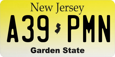 NJ license plate A39PMN