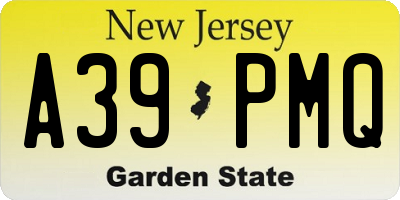 NJ license plate A39PMQ