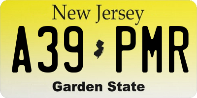 NJ license plate A39PMR