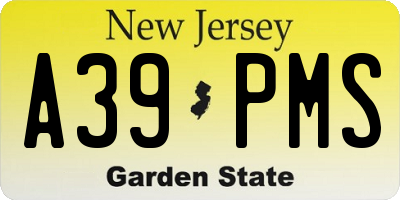 NJ license plate A39PMS