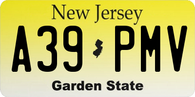 NJ license plate A39PMV