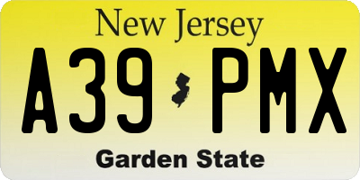 NJ license plate A39PMX