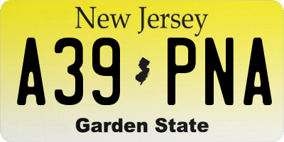 NJ license plate A39PNA